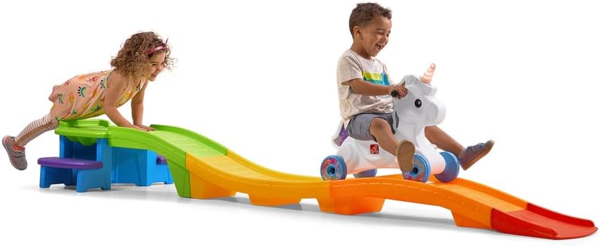 Step2 Unicorn Up & Down Roller Coaster Ride-On Toy, Multicolor, Ages 2-5 Years, 50 lb. Max Weight - 493799