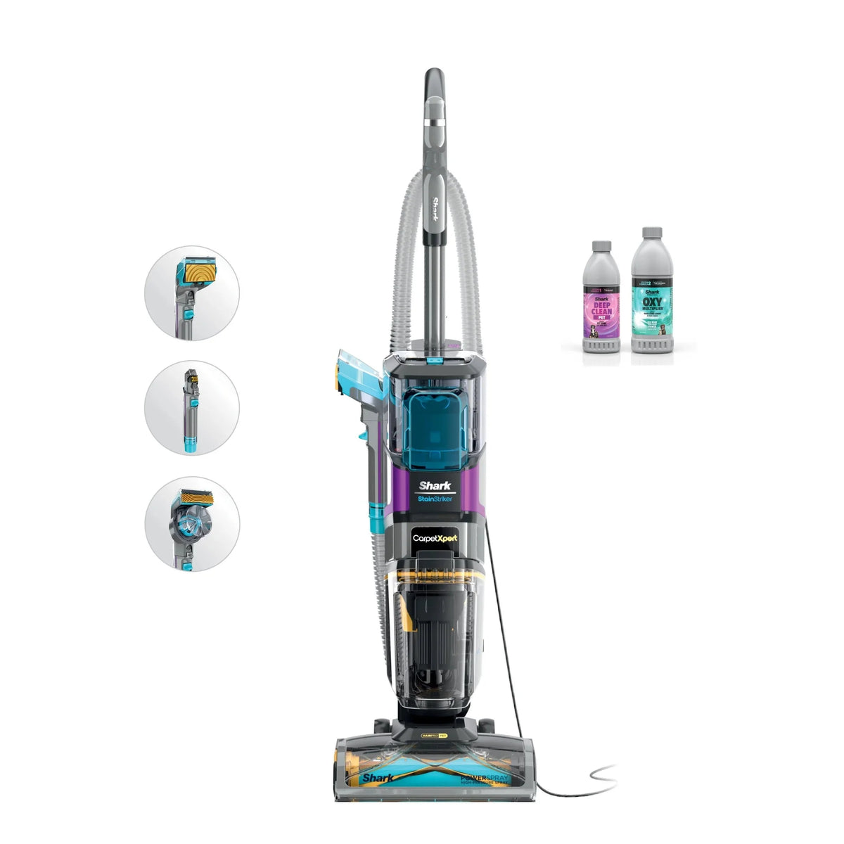 Shark CarpetXpert 2-in-1 Upright Deep Carpet Cleaner With HairPro StainStriker Technology, Gray - EX300