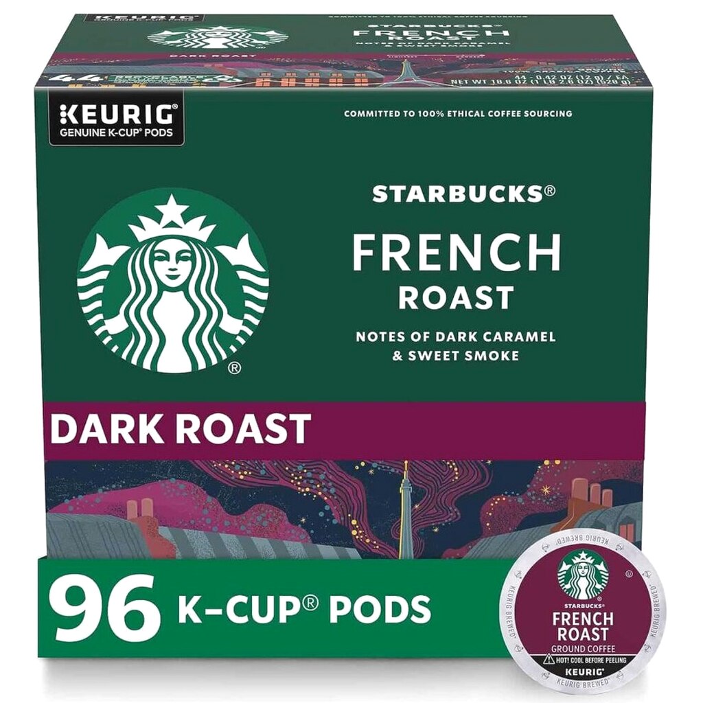 Starbucks French Roast Dark Roast Arabica K-Cup Coffee Pods, 96 Count