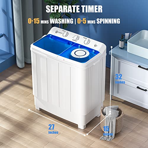 Auertech Portable Twin Tub Washing Machine, 28lbs - 1300 RPM