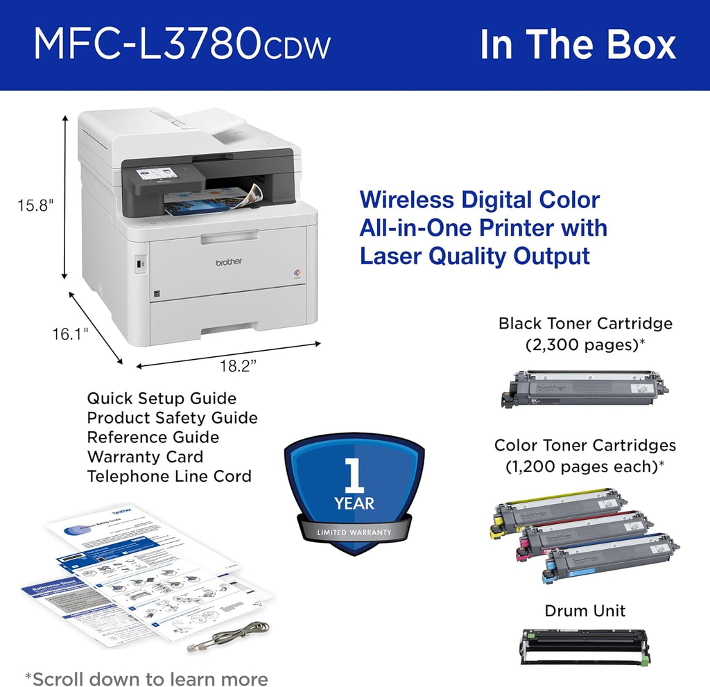All-In-One Wireless Color Printer With Printing, Scanning, Copying And Faxing