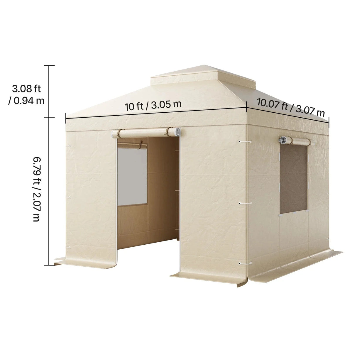 KFFKFF Winter Gazebo Cover for 10 x 10 ft Double-Tiered Gazebos, Beige - LTS-MM180-1010
