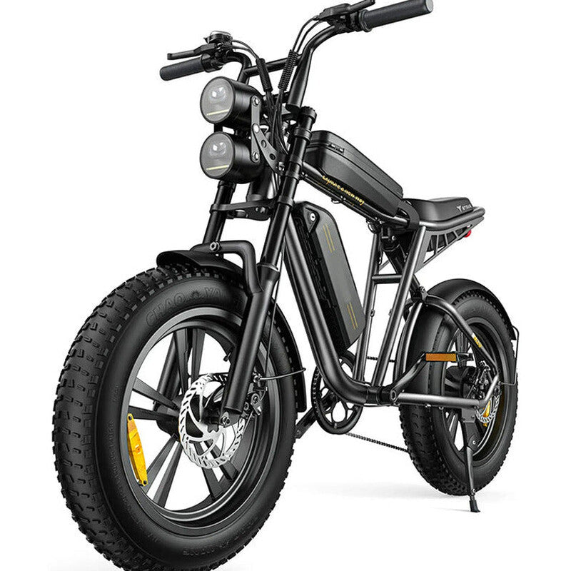 Retro-Style Adult Electric Bike, 1000W, 28 Mph, 94 Miles Range, 20in x 4.0in Fat Tires, Full Suspension - M20