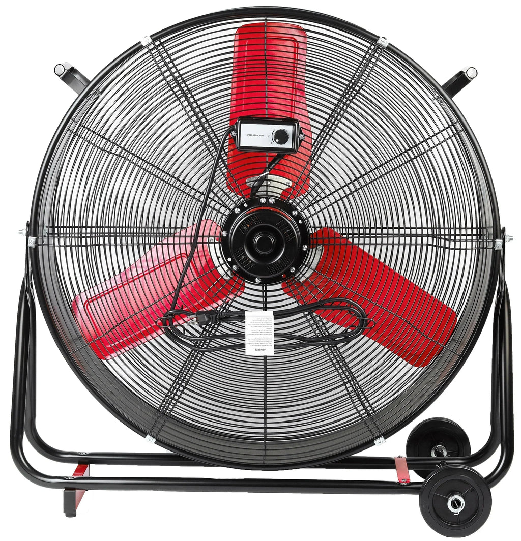 Hyper Tough 30 Inch 2-Speed High Velocity Tilted Drum Fan - Red & Black