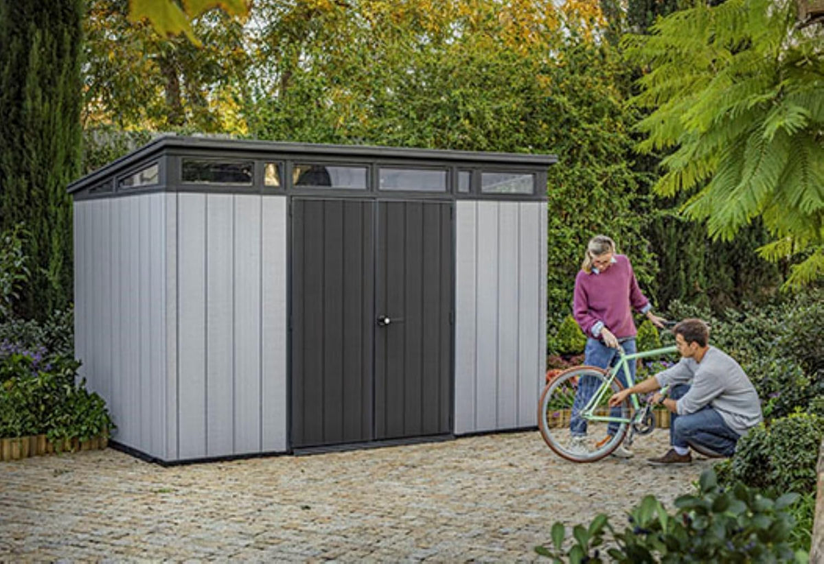 Keter Artisan 11x7 Modern Resin Outdoor Storage Shed Kit - Grey & Black