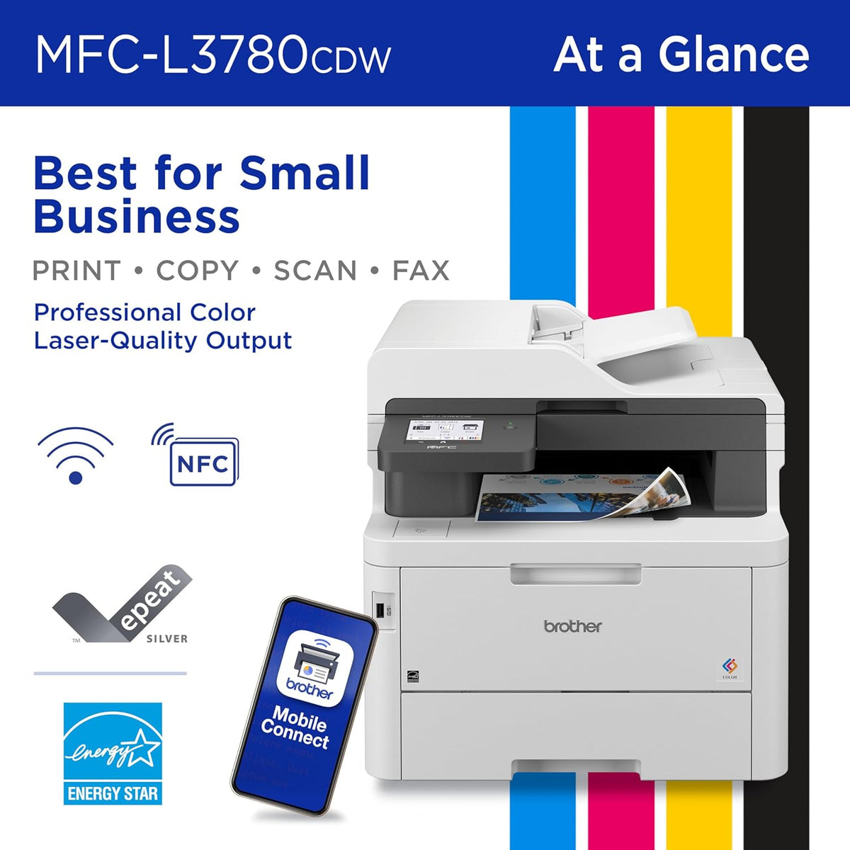 All-In-One Wireless Color Printer With Printing, Scanning, Copying And Faxing