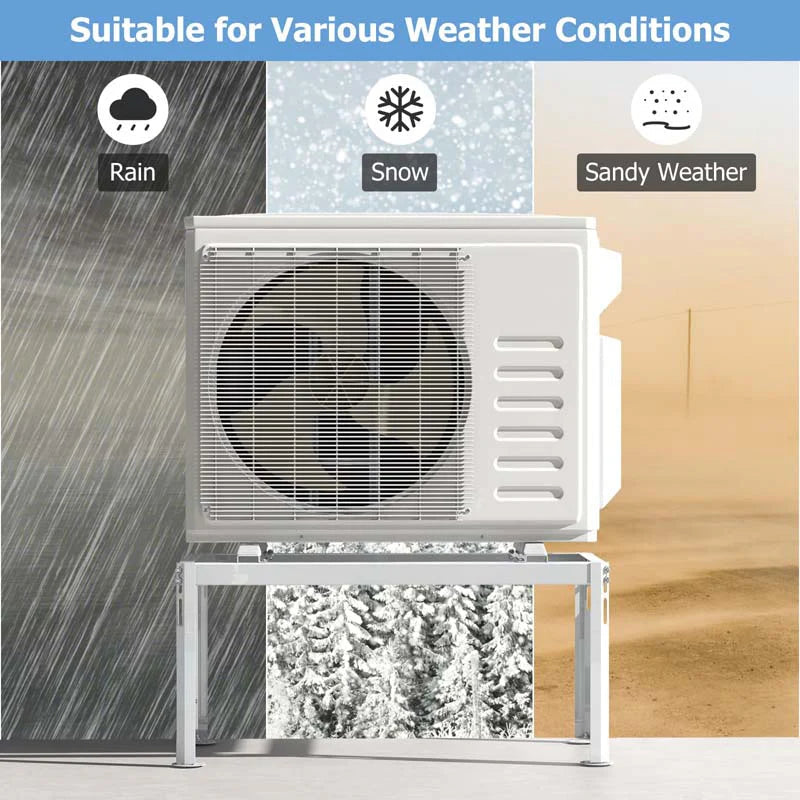 Mini Split Ground Stand For 9000-36000 BTU Ductless Air Conditioners - White Metal