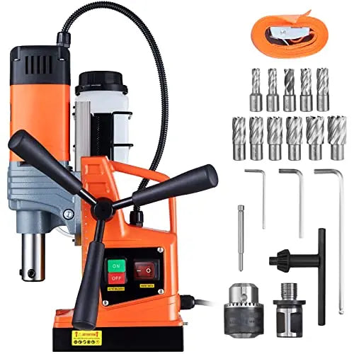 VEVOR Magnetic Drill Press, 1300W, 11-Piece Drill Bit Set