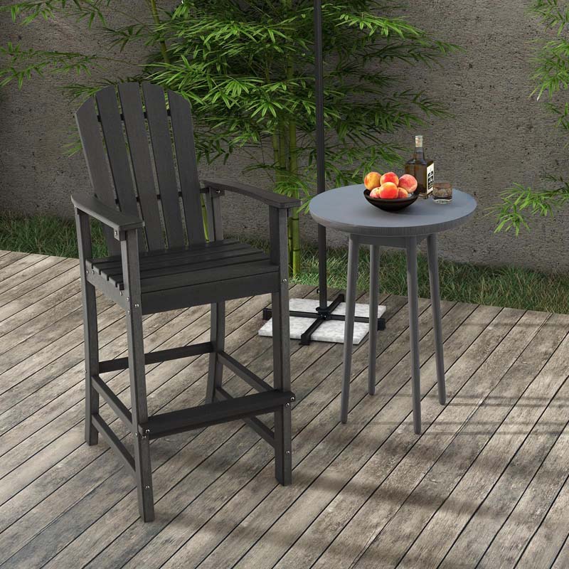 Outdoor HDPE Tall Adirondack Counter Height Bar Stool With Armrests And Footrest - 30Quot