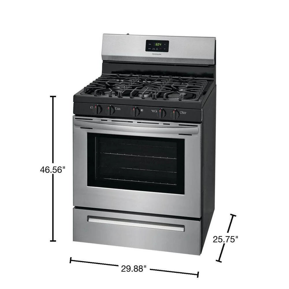 Frigidaire 30 in 5 Burner Freestanding Gas Range In Stainless Steel - FCRG3052AS