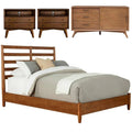 Home Square 4-Piece Set With Small TV Console, Full Wood Bed And Large Nightstand