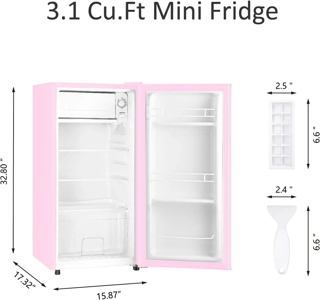 Kcpolre Mini Fridge With Freezer, 3.1 Cu.Ft, Pink - JINXIN85B