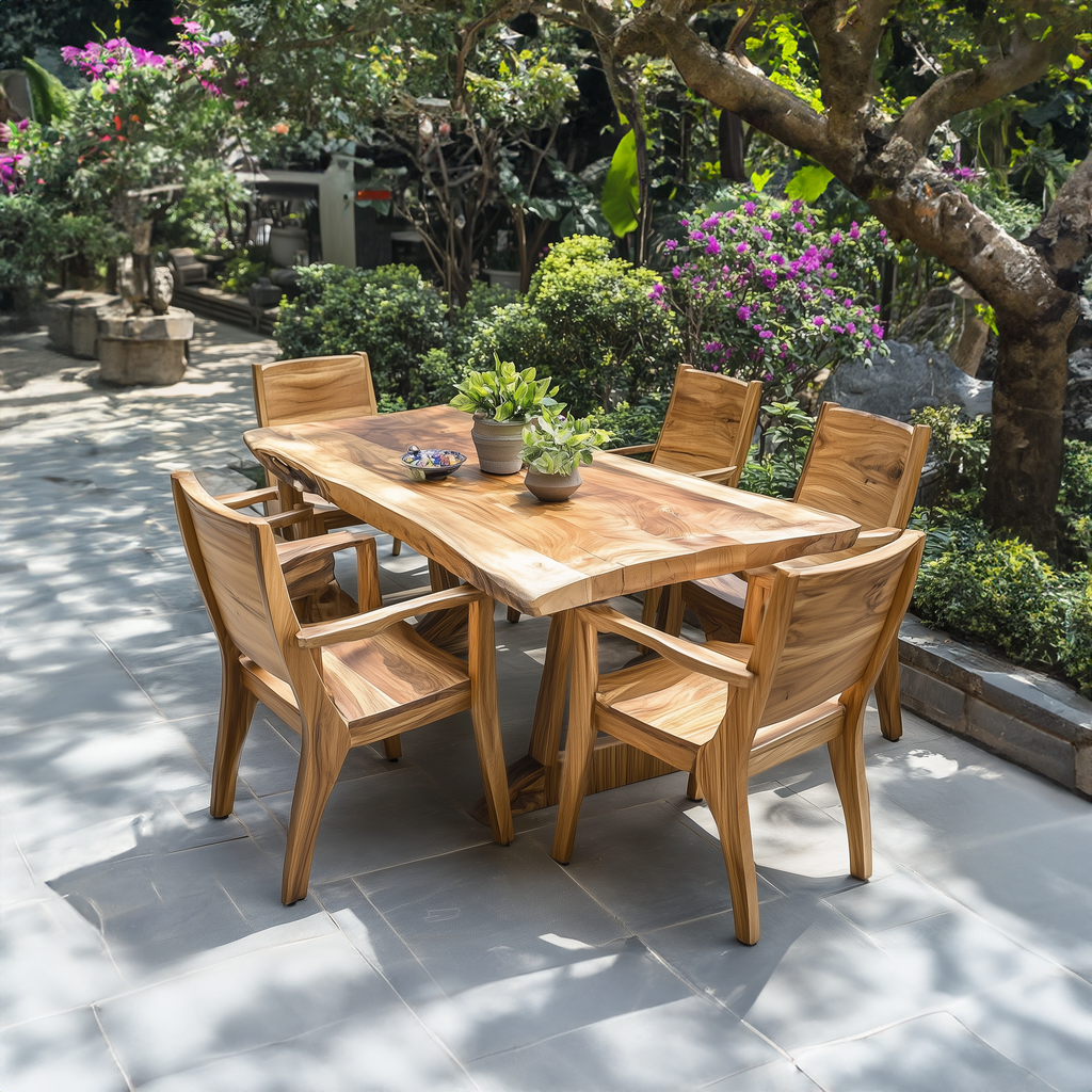 Family Dining Set Garden Dining Table Handcrafted Decor Garden Gift - view 2
