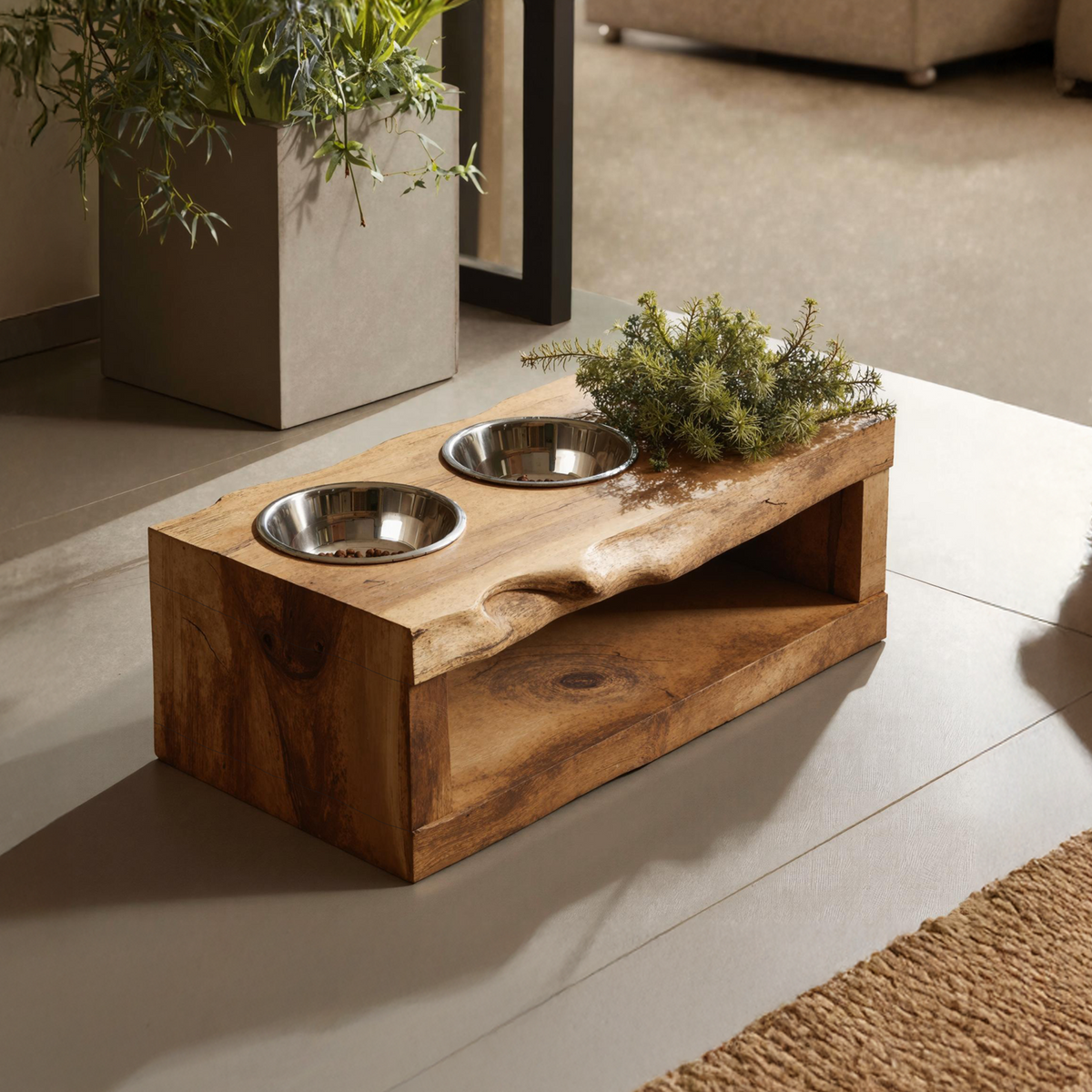 Farmhouse Dog Feeding Stand Rustic Dog Space - view 3