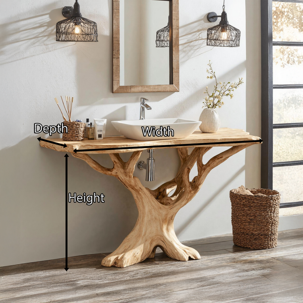 Custom Live Edge Wood Bathroom Vanity For Modern Rustic Bathroom Designs - view 5