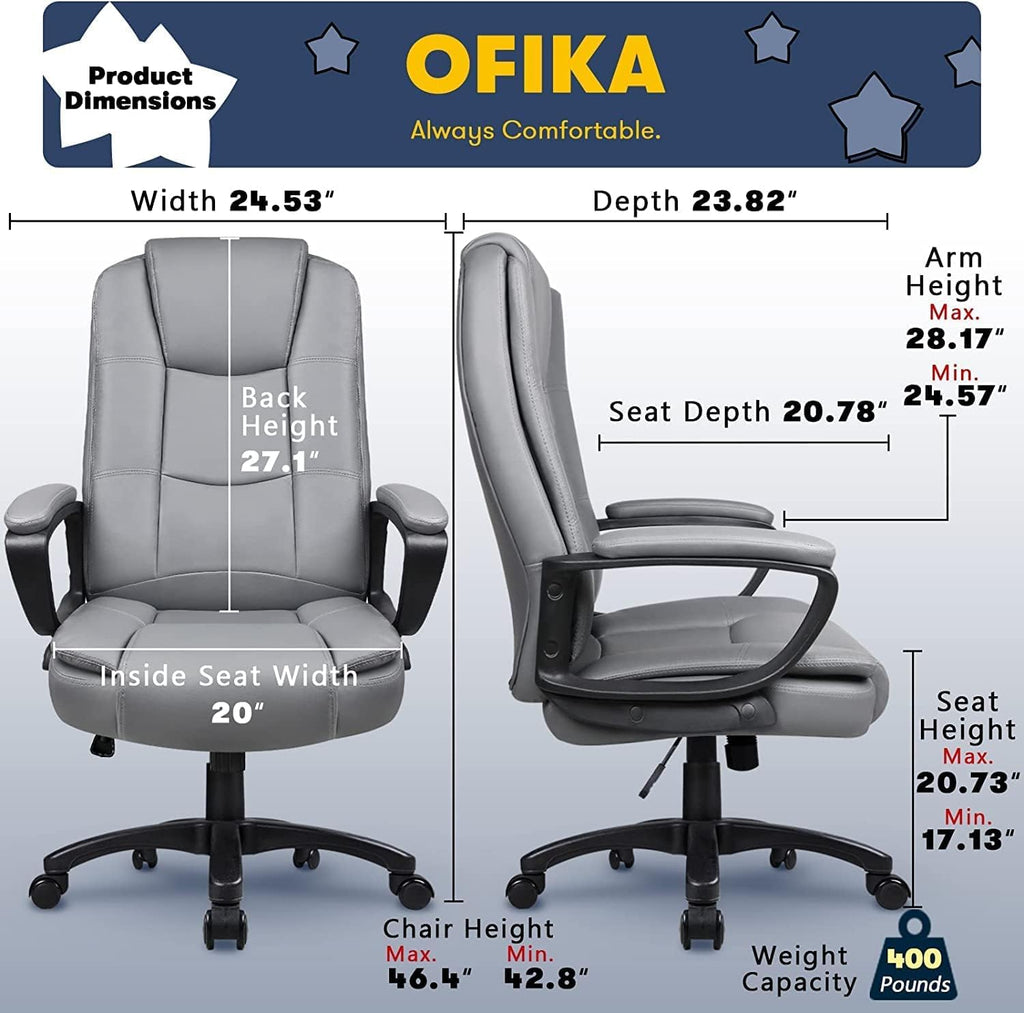 400 LBS Big And Tall Heavy Duty Ergonomic High-Back Office Chair