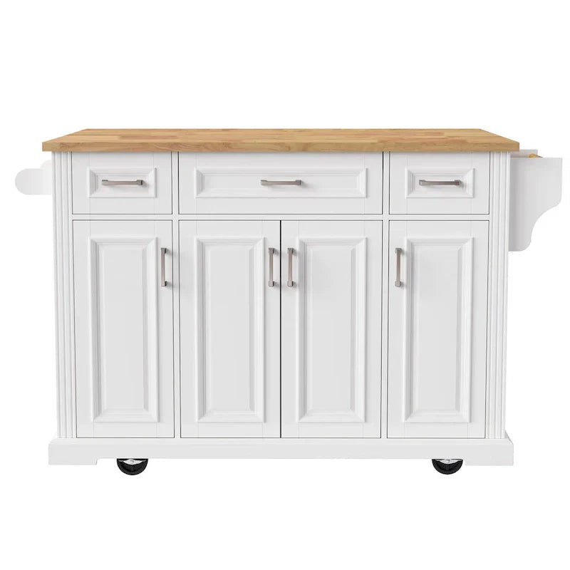 Kitchen Island Cart With Wood Drop Leaf, 54.1 x 29.5 x 35.9 Inches, White