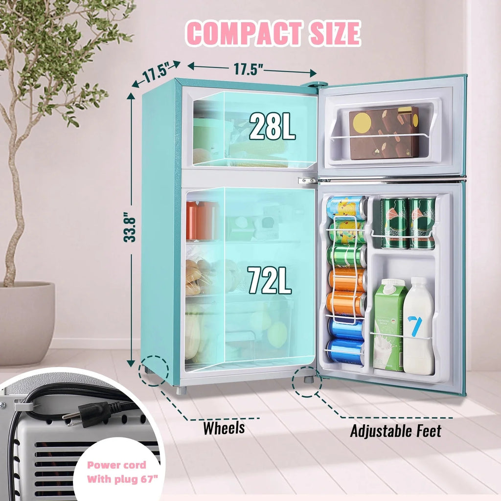 WANAI 3.5 Cu.ft Compact Refrigerator With Top Freezer, Blue