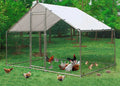 Metal Walk-In Chicken Run Cage With Cover, 10'L X 6.6'W X 6.56'H