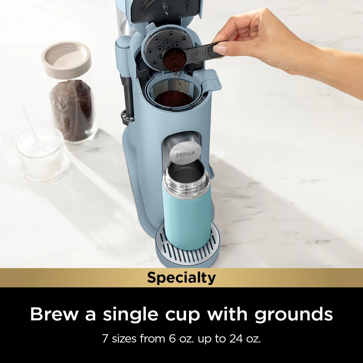 Ninja Pods & Grounds Single-Serve Coffee Maker, 56-oz. Reservoir, Stone - PB041ST