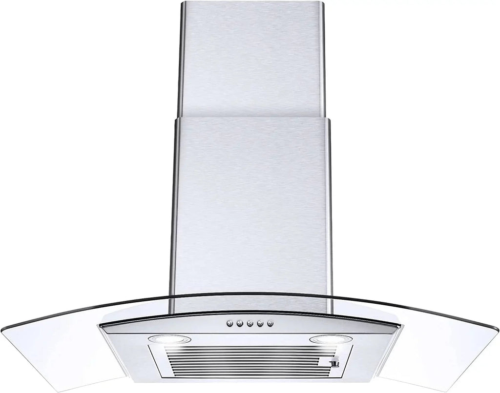 Wall Mount Range Hood 30 inch Convertible Tempered Glass 3-Speed 450 CFM - 3375B