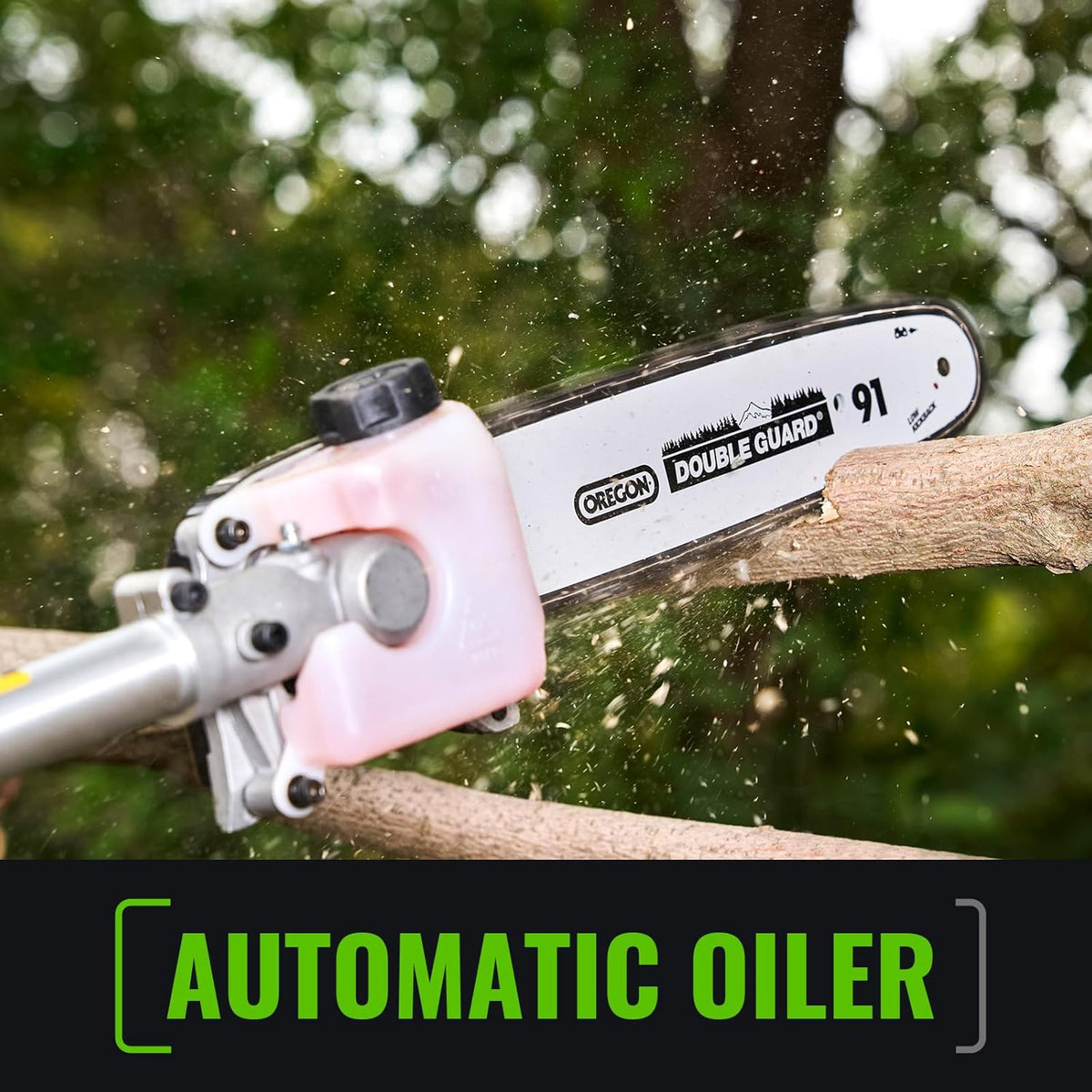 60V Cordless Pole Saw With 15 FT Reach, 10 Inch Guide Bar And 2.5AH Battery