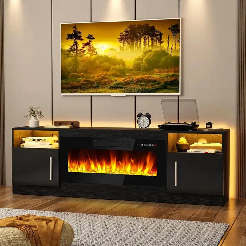 Bossin 70in Fireplace TV Stand With 16-Color LED Lighting