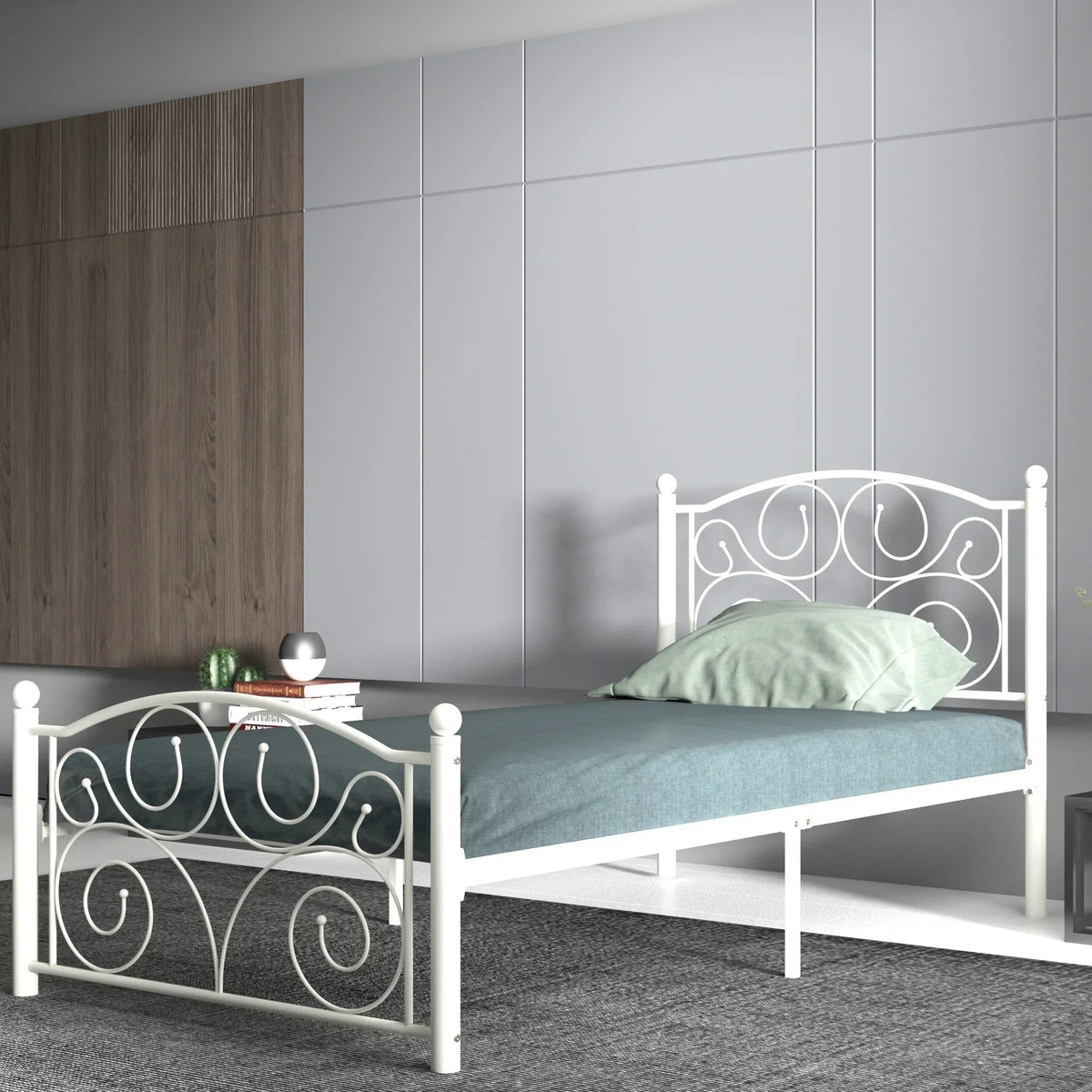 White Twin Size Metal Bed Frame