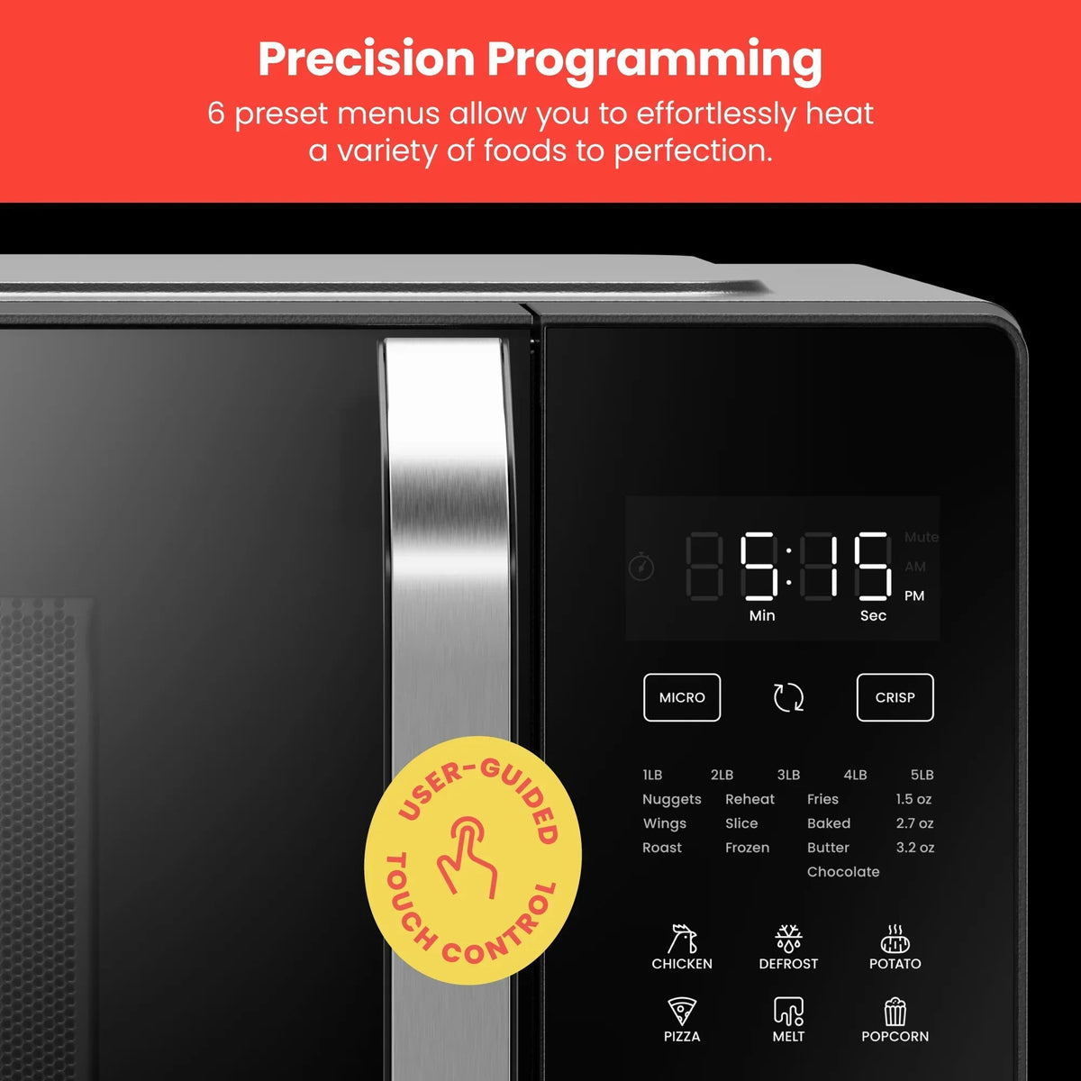 Chefman MicroCrisp 0.8 Cu. Ft. Microwave And Convection Oven 1800W - Black - RJ55-MF-8