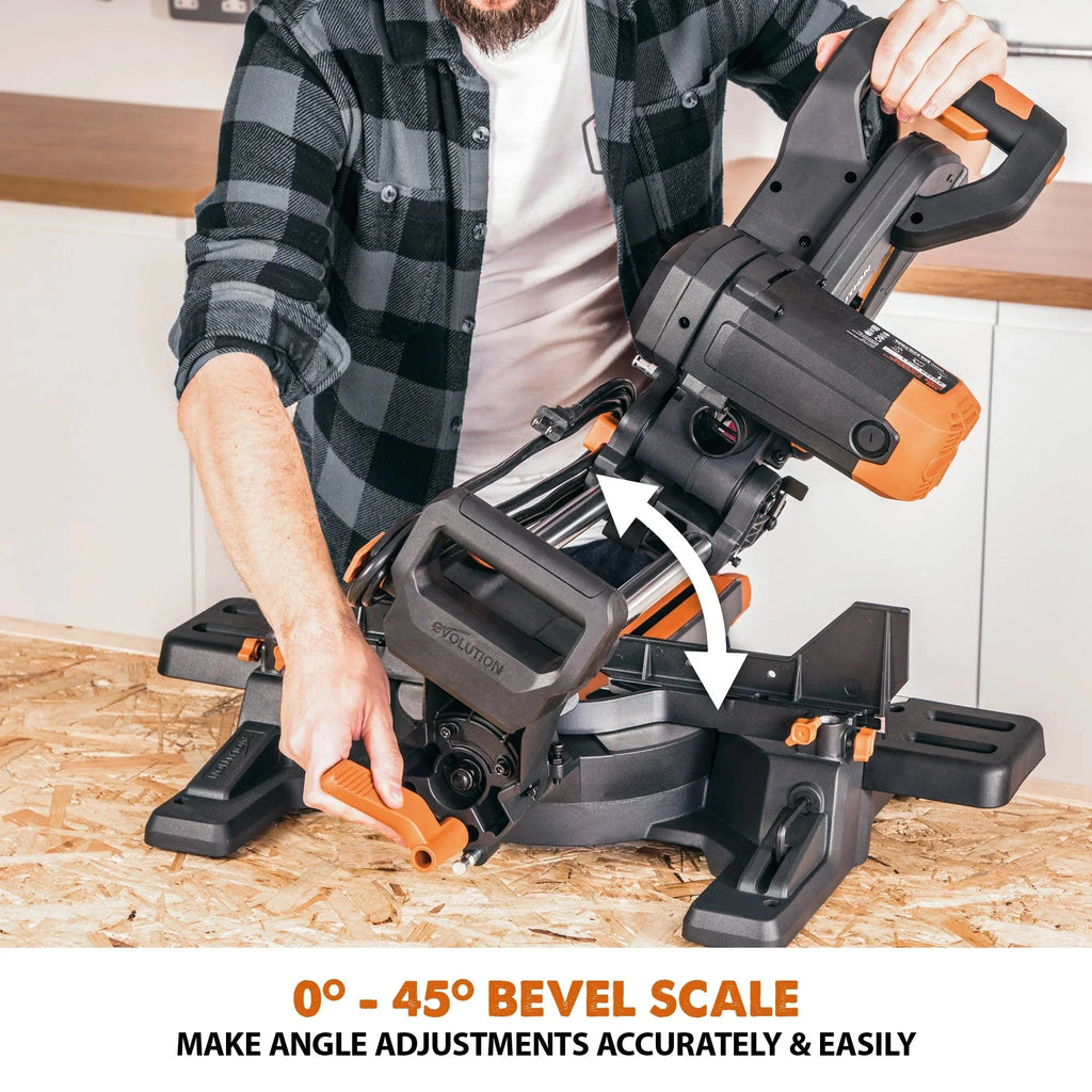 Evolution Dual Bevel Sliding Miter Saw With 10 in Multi-Material Cutting Blade - R255SMS-DB+