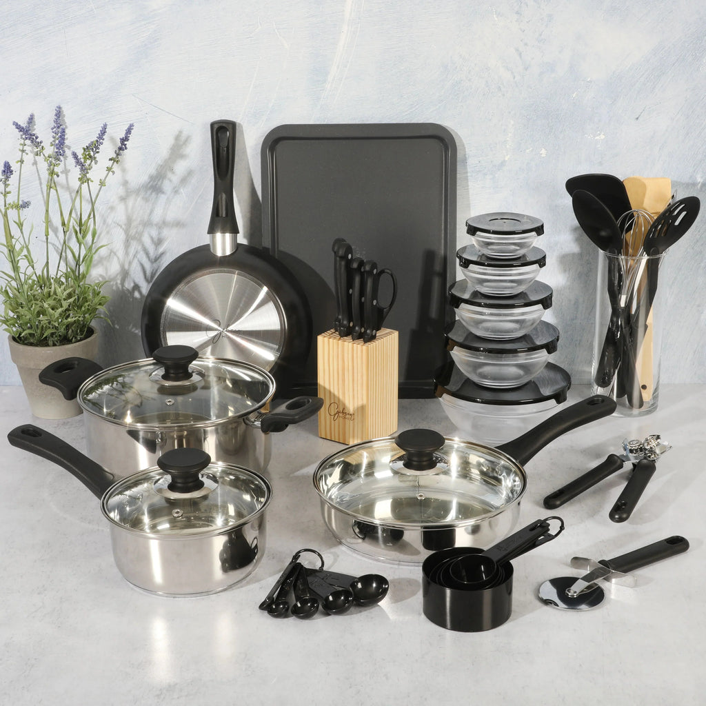 Gibson Home 71-Piece Stainless Steel Silver Cookware Combo Set
