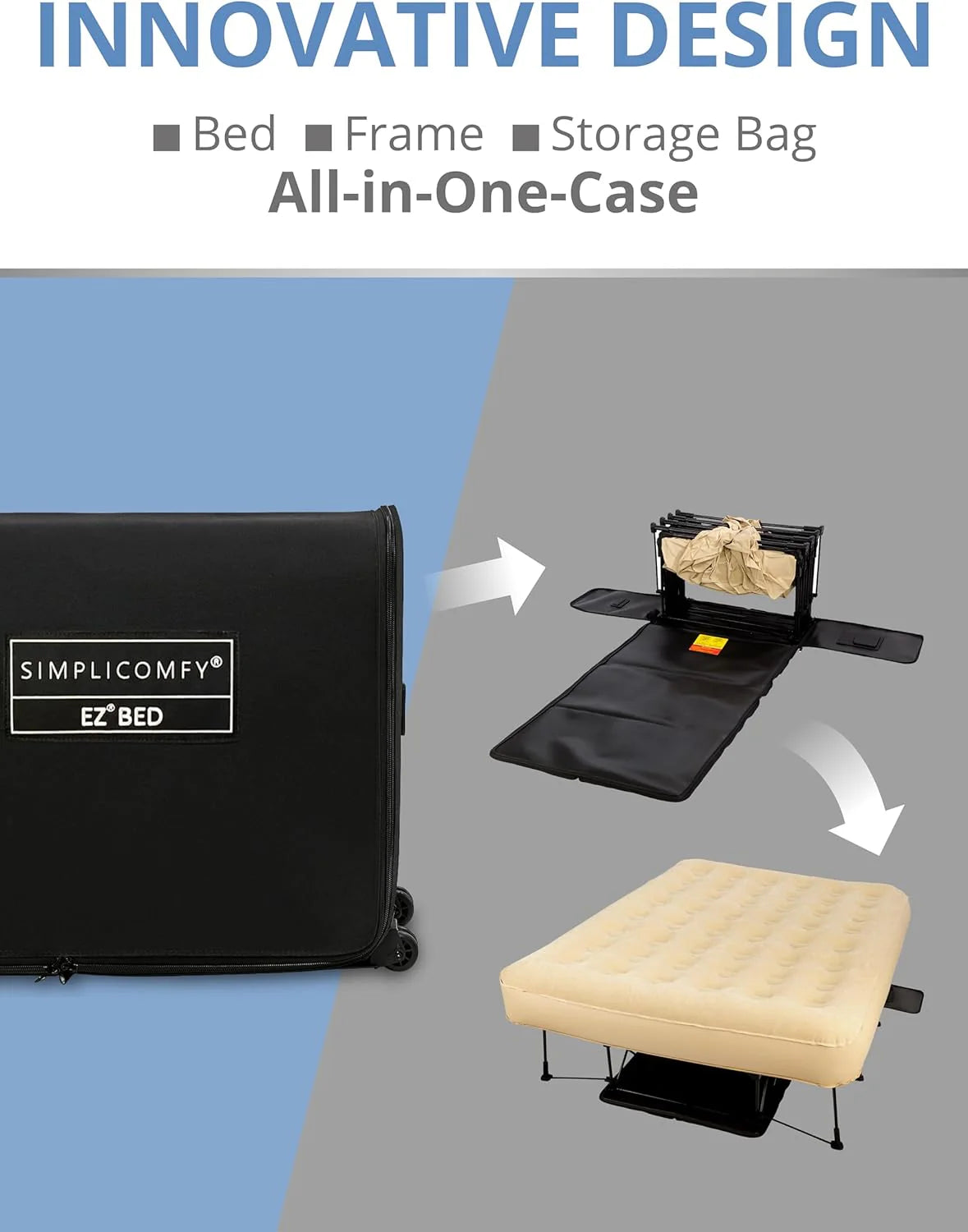 Simpli Comfy Queen EZ Air Mattress With Frame And Built-In Pump