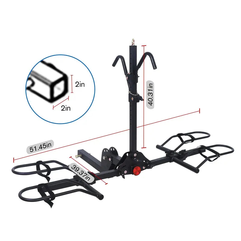 Young 2-Bike Hitch Mount Platform Rack, 200 lb Capacity, Fits 2 in Receiver