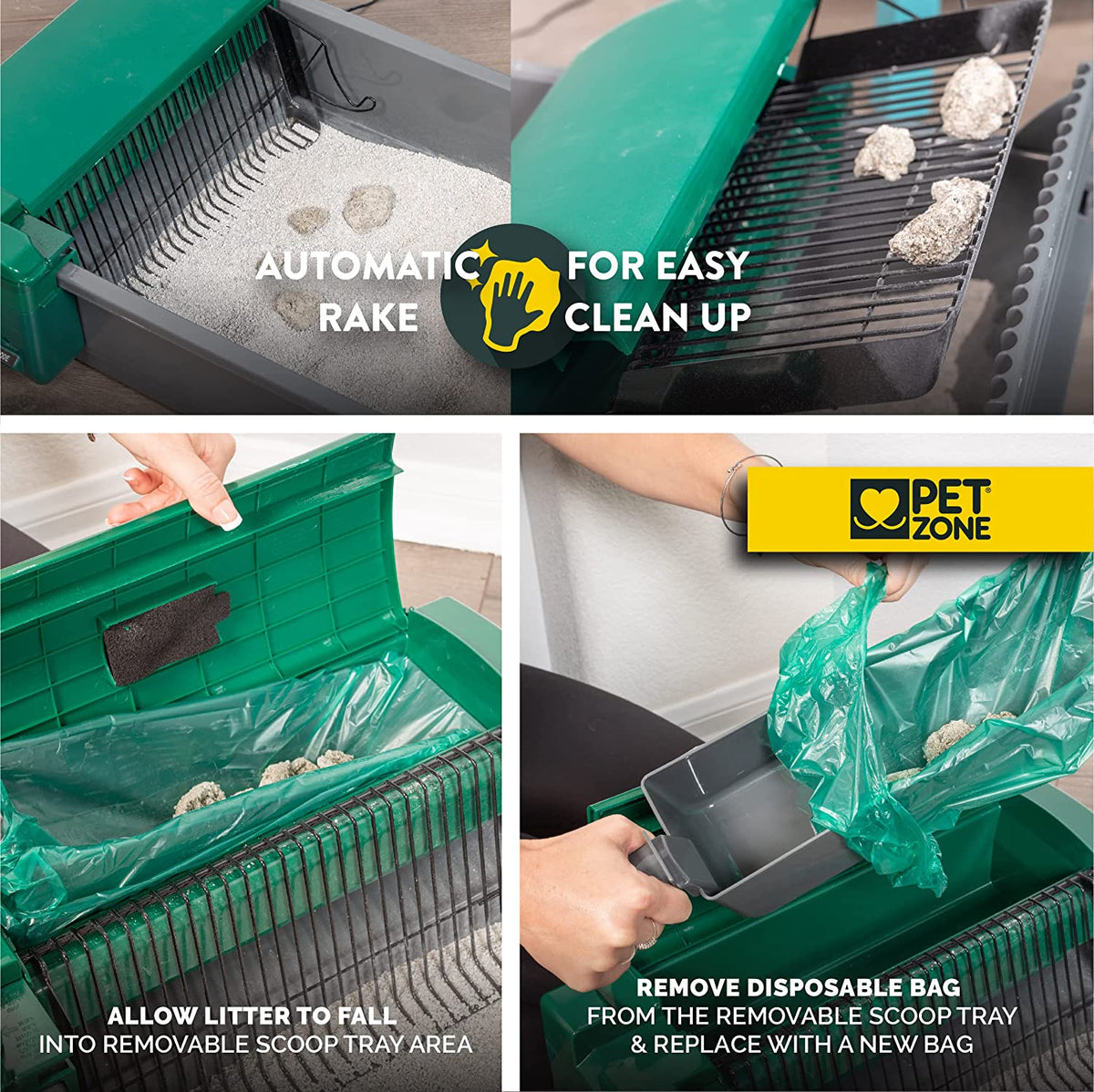 Pet Zone Automatic Self-Cleaning Litter Box With 6 Waste Bags - Smart Scoop