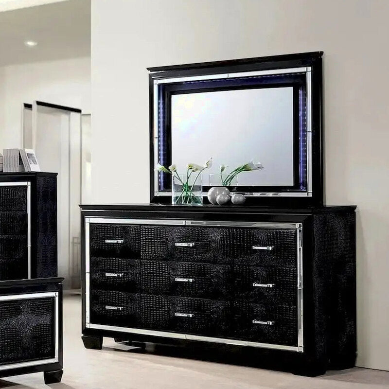 Furniture Of America 9-Drawer Wood Dresser With Mirror - Ruff Crocodile