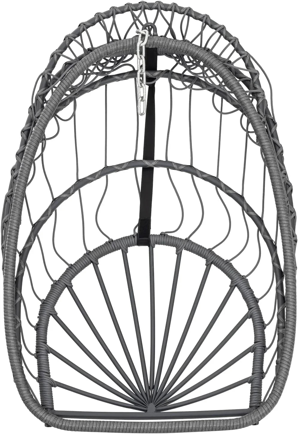 Yechen Indoor Outdoor Wicker Hanging Egg Chair With Stand, 38 x 38 x 78 Inches, 350 lbs, Charcoal Grey - EG-001