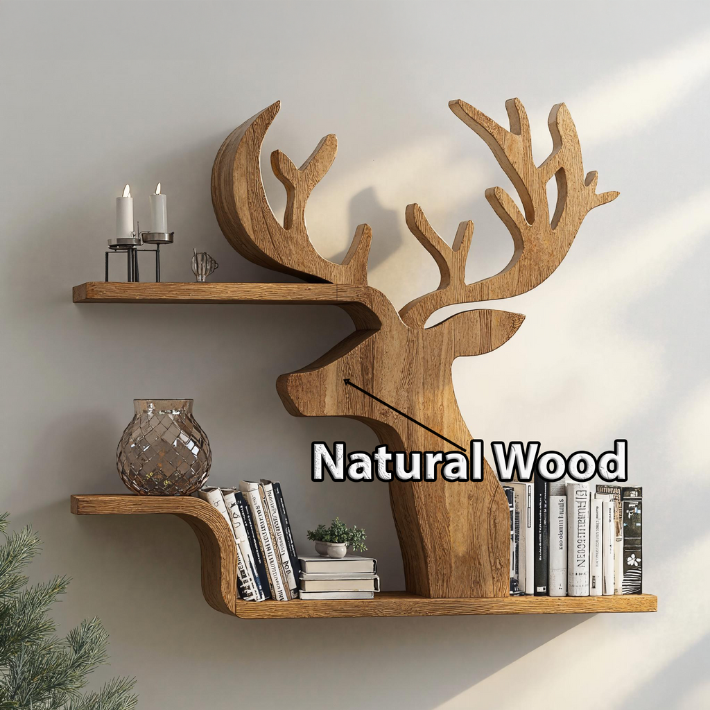 Decorative Wooden Deer Shelf For Cabin Style Homes - view 5