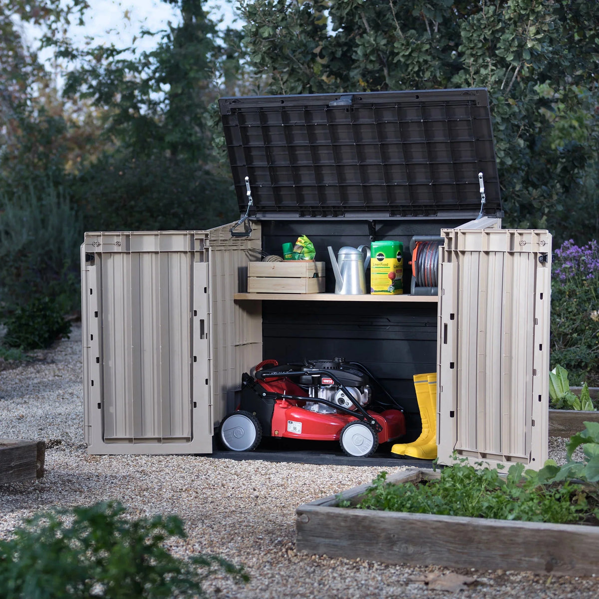Keter S.I.O. Midi 4.3' x 2.3' x 3.7' Horizontal Resin Outdoor Storage Shed, Grey