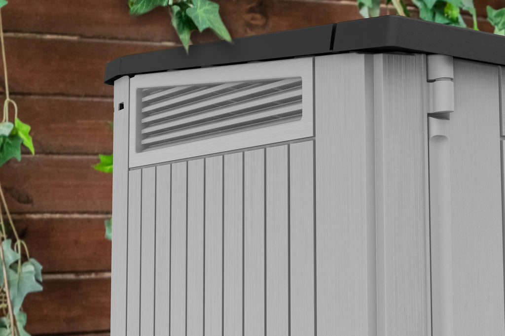 Keter S.I.O. Midi 4.3' x 2.3' x 3.7' Horizontal Resin Outdoor Storage Shed, Grey