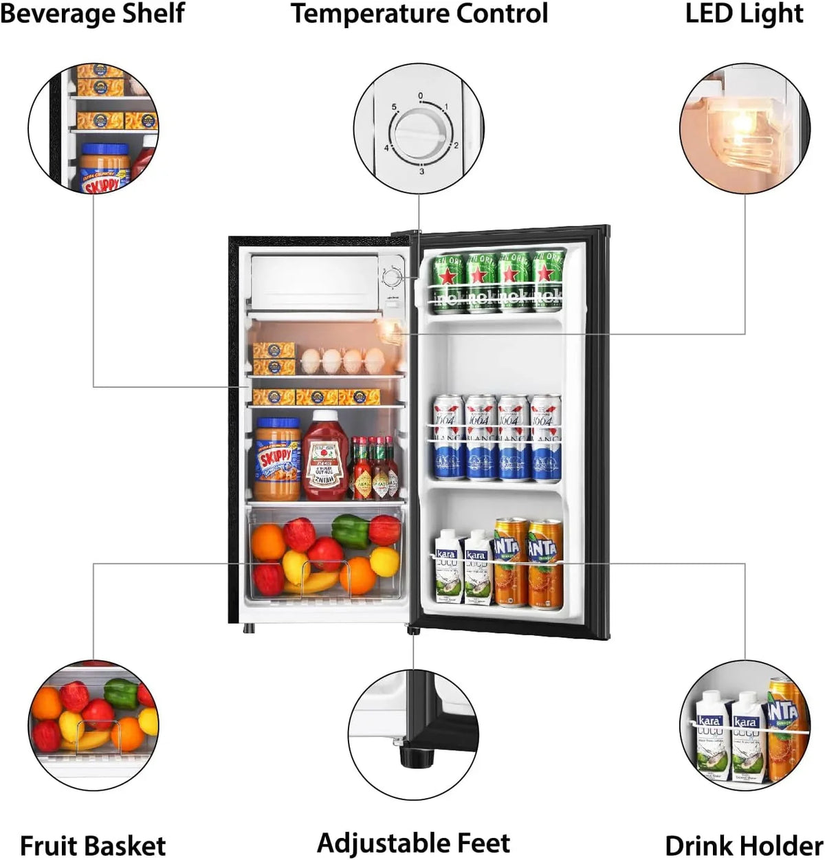 Kcpolre Mini Fridge With Freezer, 3.1 Cu.Ft, Pink - JINXIN85B