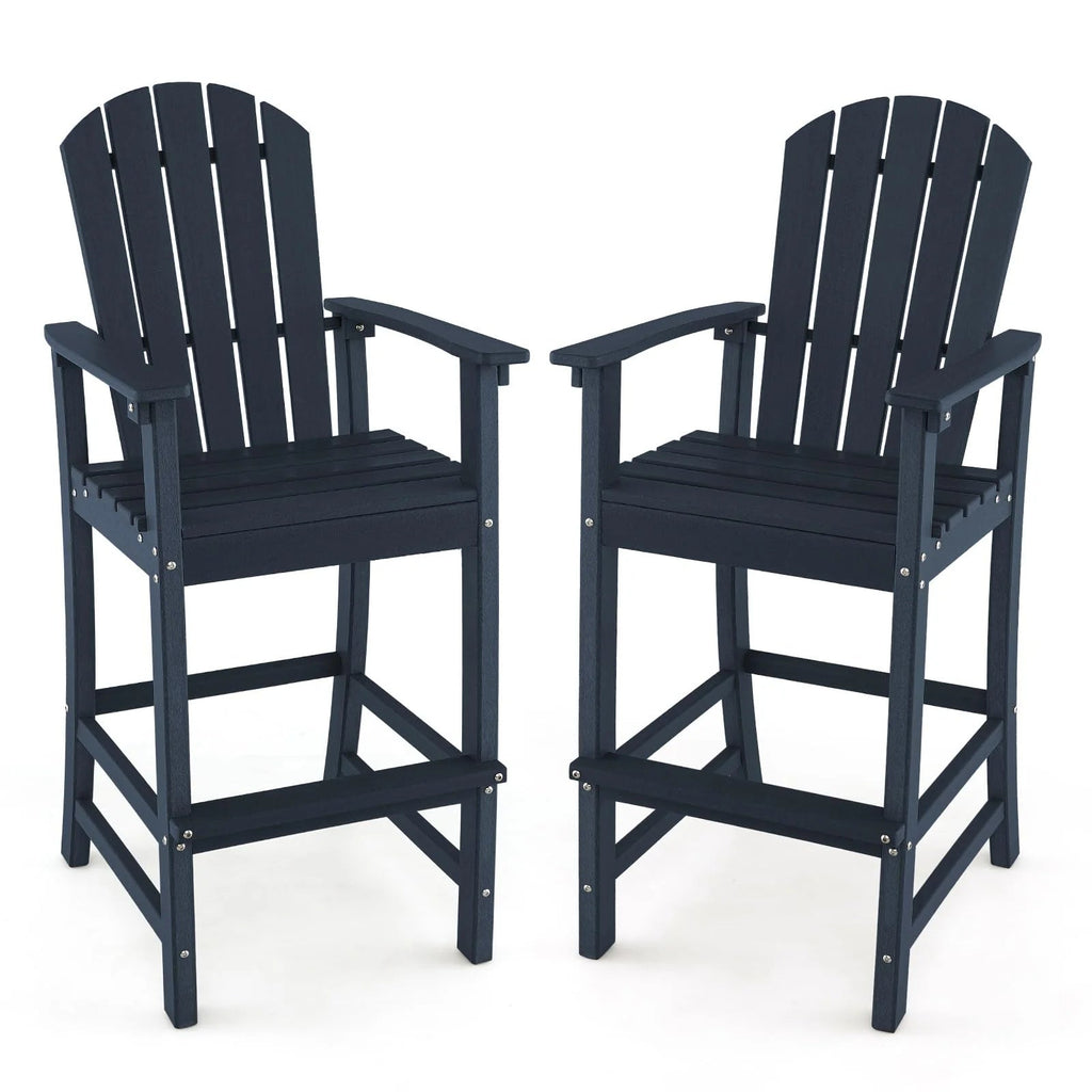 Outdoor HDPE Tall Adirondack Counter Height Bar Stool With Armrests And Footrest - 30Quot