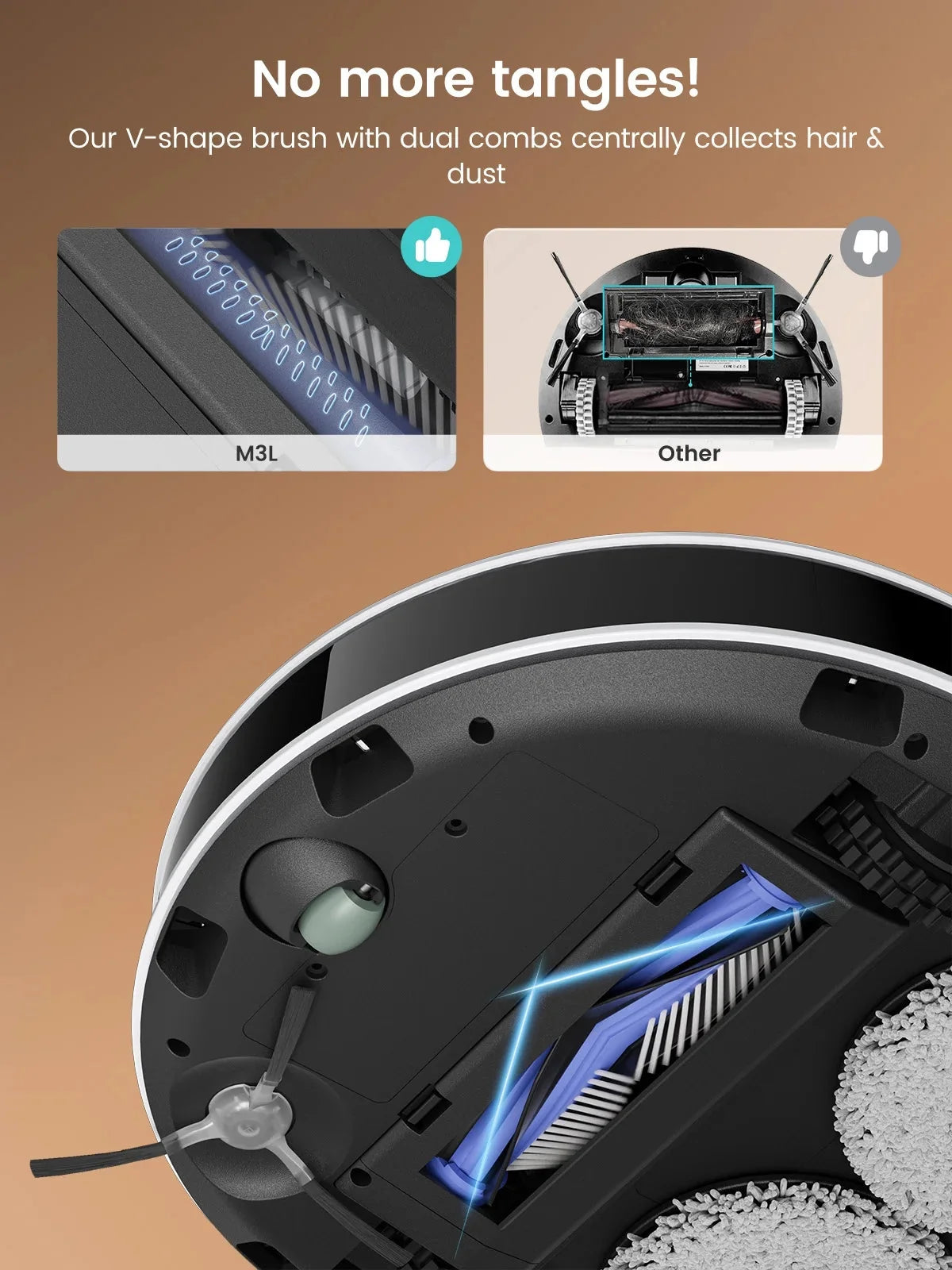 Lefant Robot Vacuum And Mop, 12000Pa Suction, All-In-One Base Station, Dual Spinning Mops - M3L