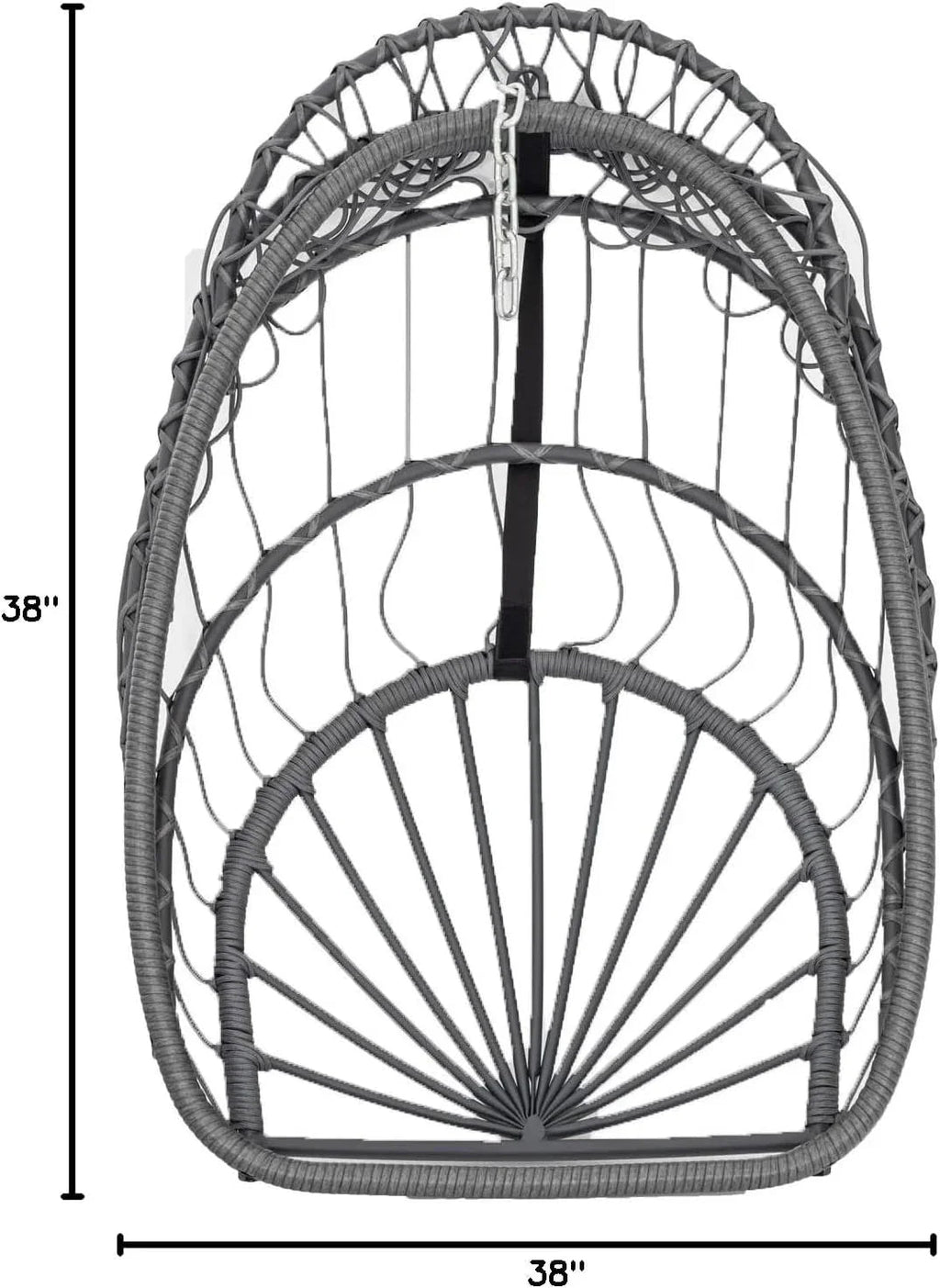 Yechen Indoor Outdoor Wicker Hanging Egg Chair With Stand, 38 x 38 x 78 Inches, 350 lbs, Charcoal Grey - EG-001