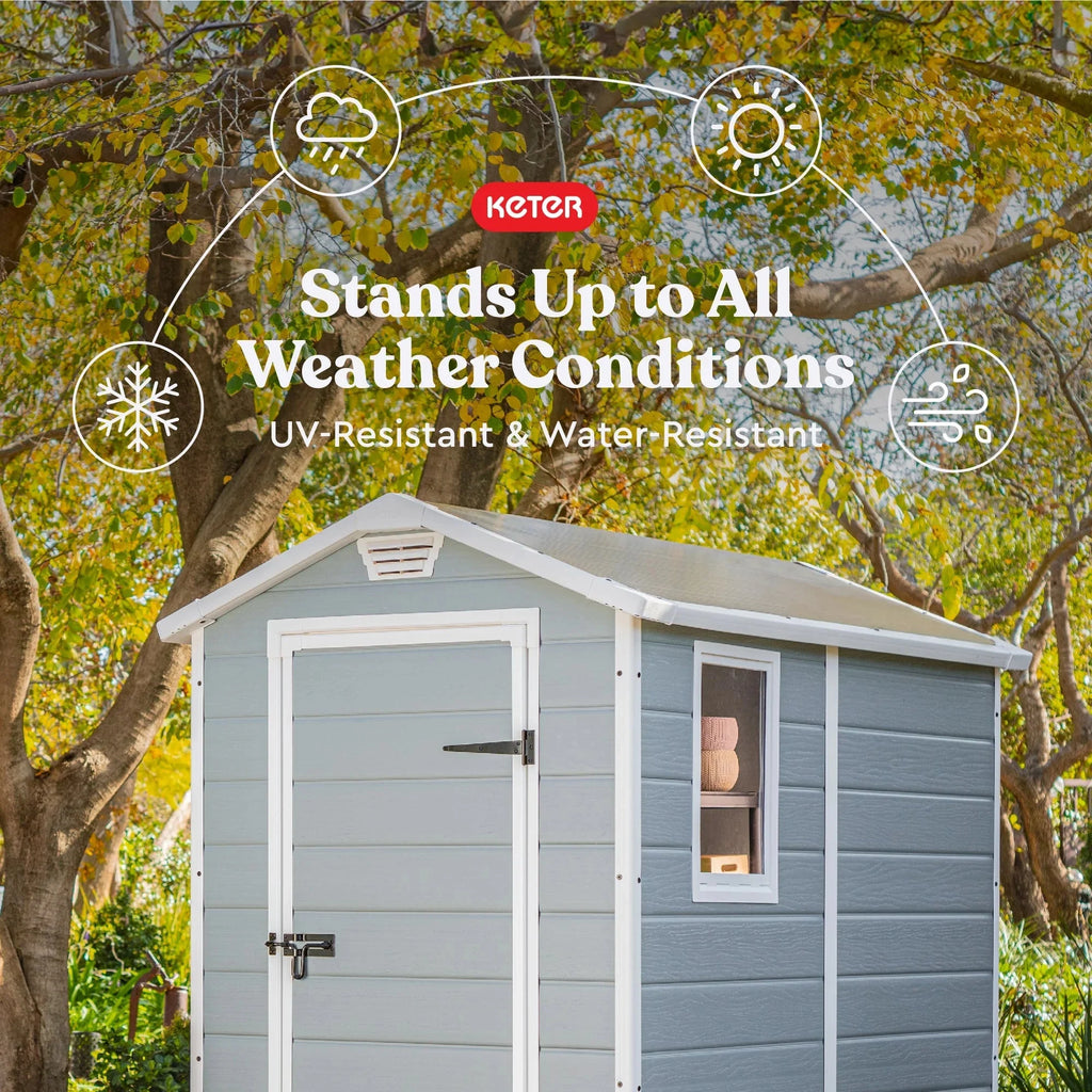 Keter Manor DD 6 X 8 Foot Outdoor Storage Shed, Grey - 213413