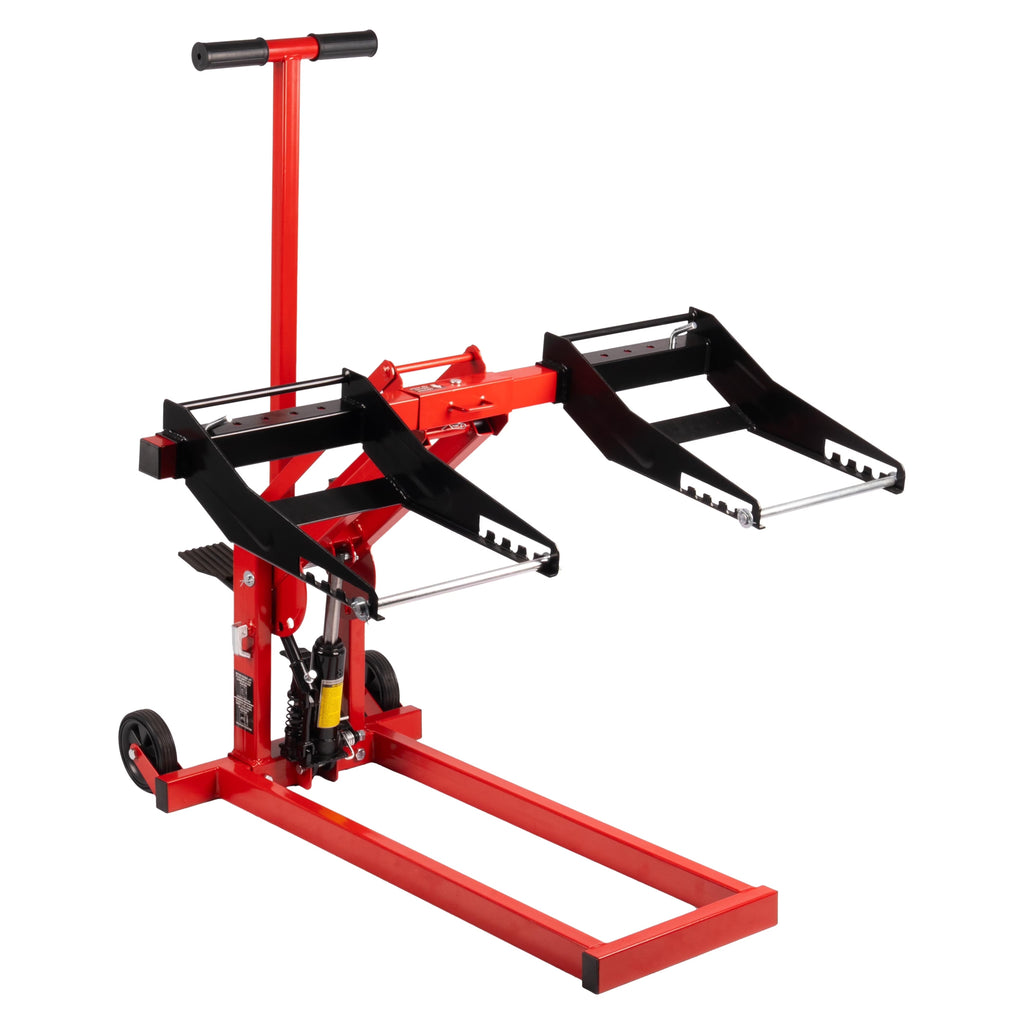 Adjustable Riding Lift Jack, 300lb Capacity, Safety Lock, Non-Slip Wheels And Handle