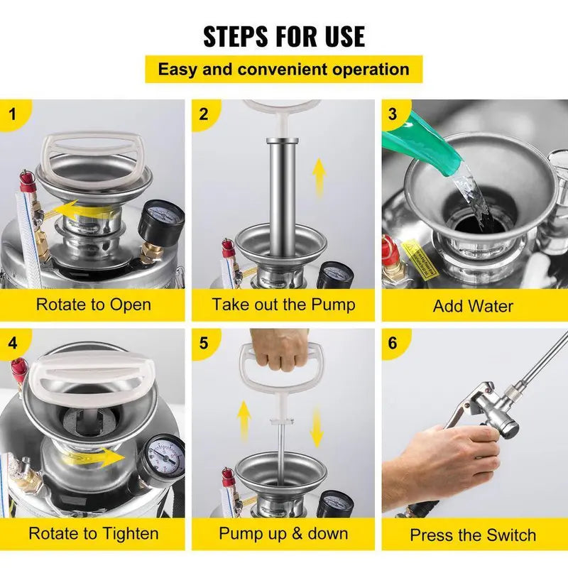 VEVOR 1-Gallon Stainless Steel Hand-Pumped Garden Sprayer With Adjustable Nozzle