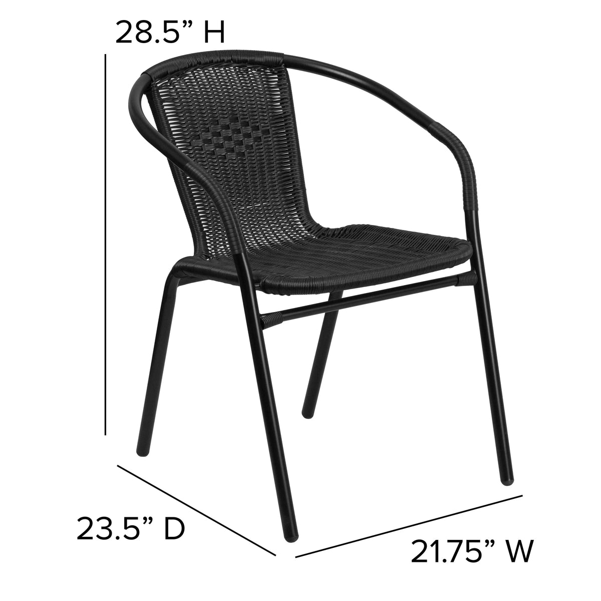 Emma + Oliver Indoor/Outdoor Stacking Rattan Patio Chairs, Set of 2, Gray