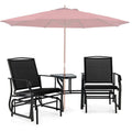 2-Person Double Swing Glider Chair With Glass Table, Steel And Fabric - 77in x 34in x 36in