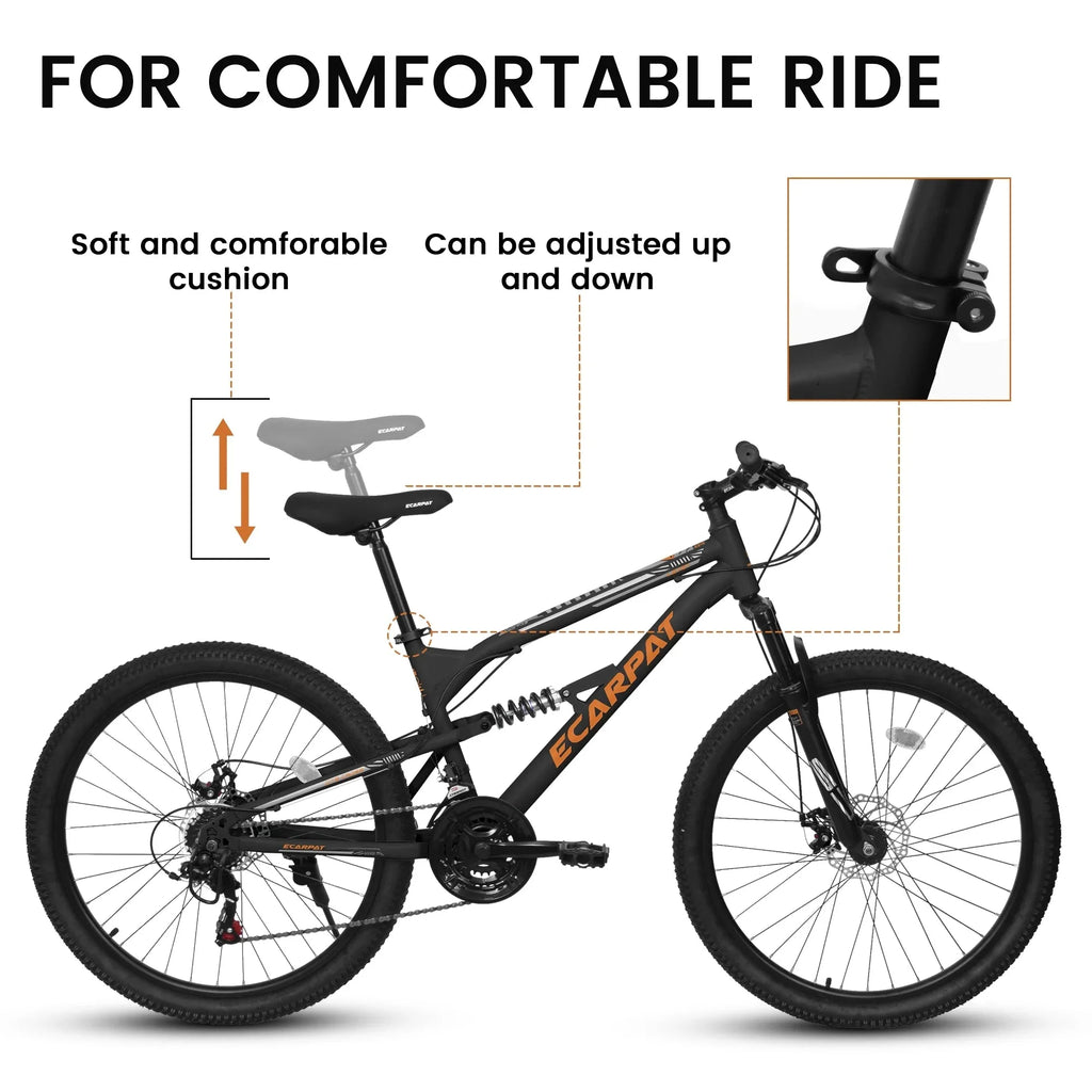 26 Inch Full-Suspension Mountain Bike, 21-Speed, 26x16 Inch Carbon Steel Frame