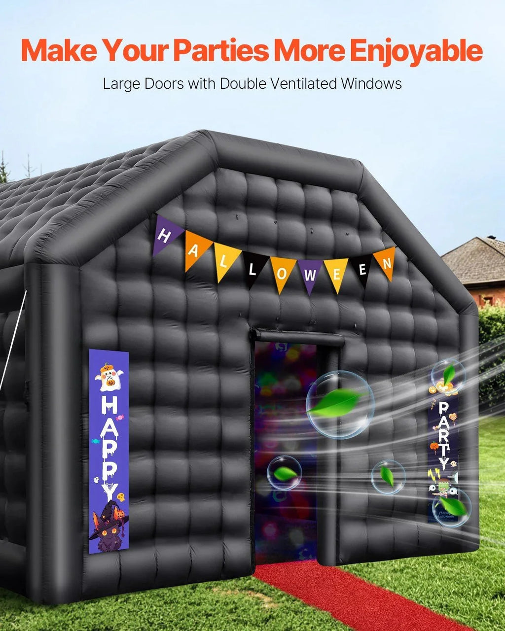 Inflatable Nightclub Party Tent With Lights, 19.7 x 16.4 x 12 Ft